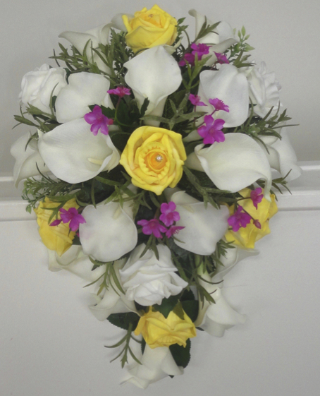 Yellow, white and Pink Wedding Bouquet 